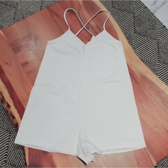 NWOT Zara White Overall Berit Romper Short - Picture 13 of 13